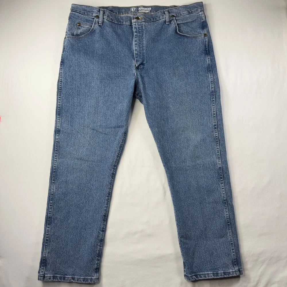 Wrangler 47 Jeans Mens‎ 42x30 Advanced Comfort Regular Fit Blue Denim Western